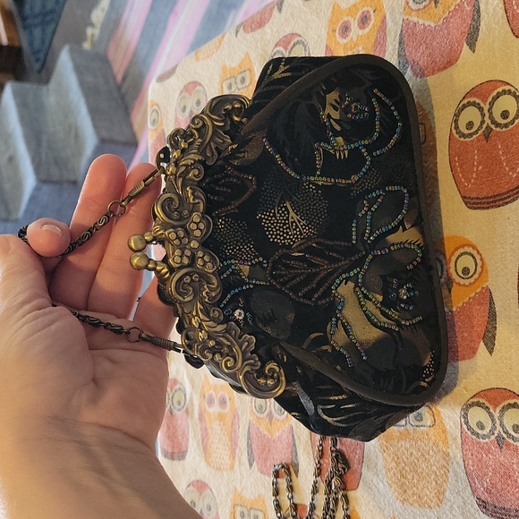 Art Deco Style evening bag,Small purse,Metal chain handle.EUC - Picture 2 of 11